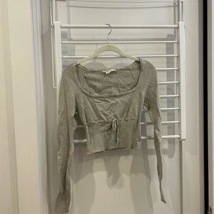 Kimchi Blue Heather Gray Cropped Blouse